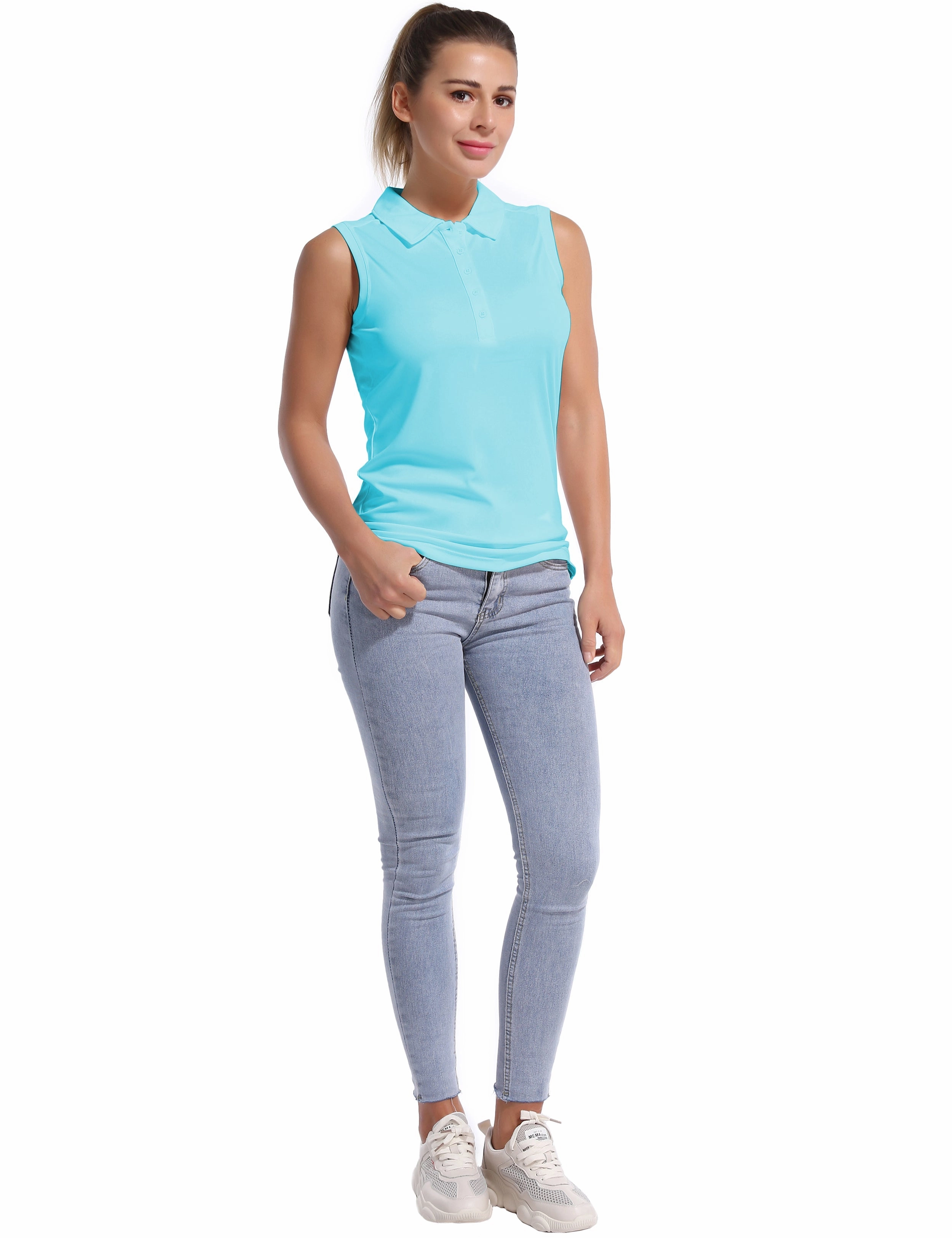 Sleeveless Slim Fit Polo Shirt blue_Golf