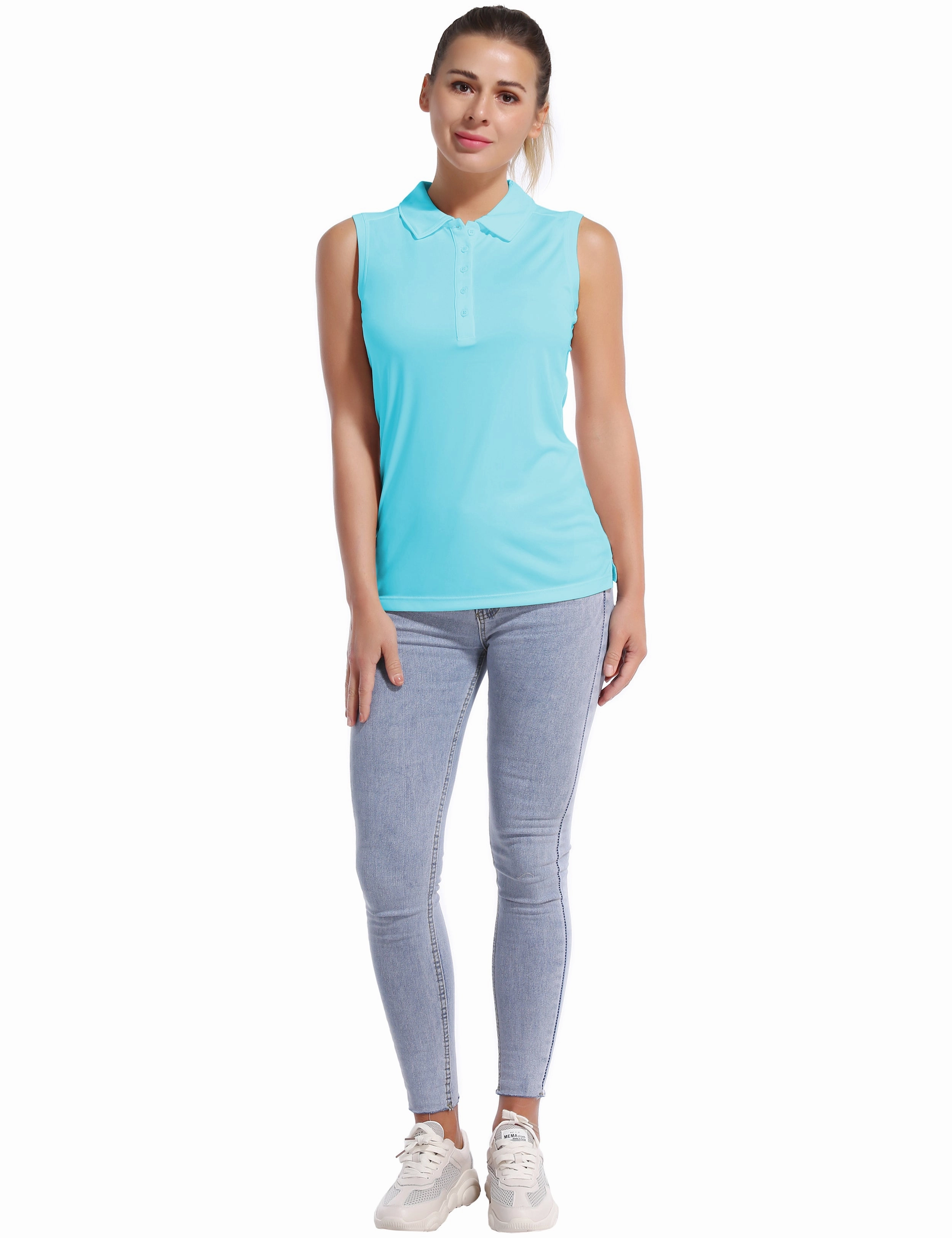 Sleeveless Slim Fit Polo Shirt blue_Golf