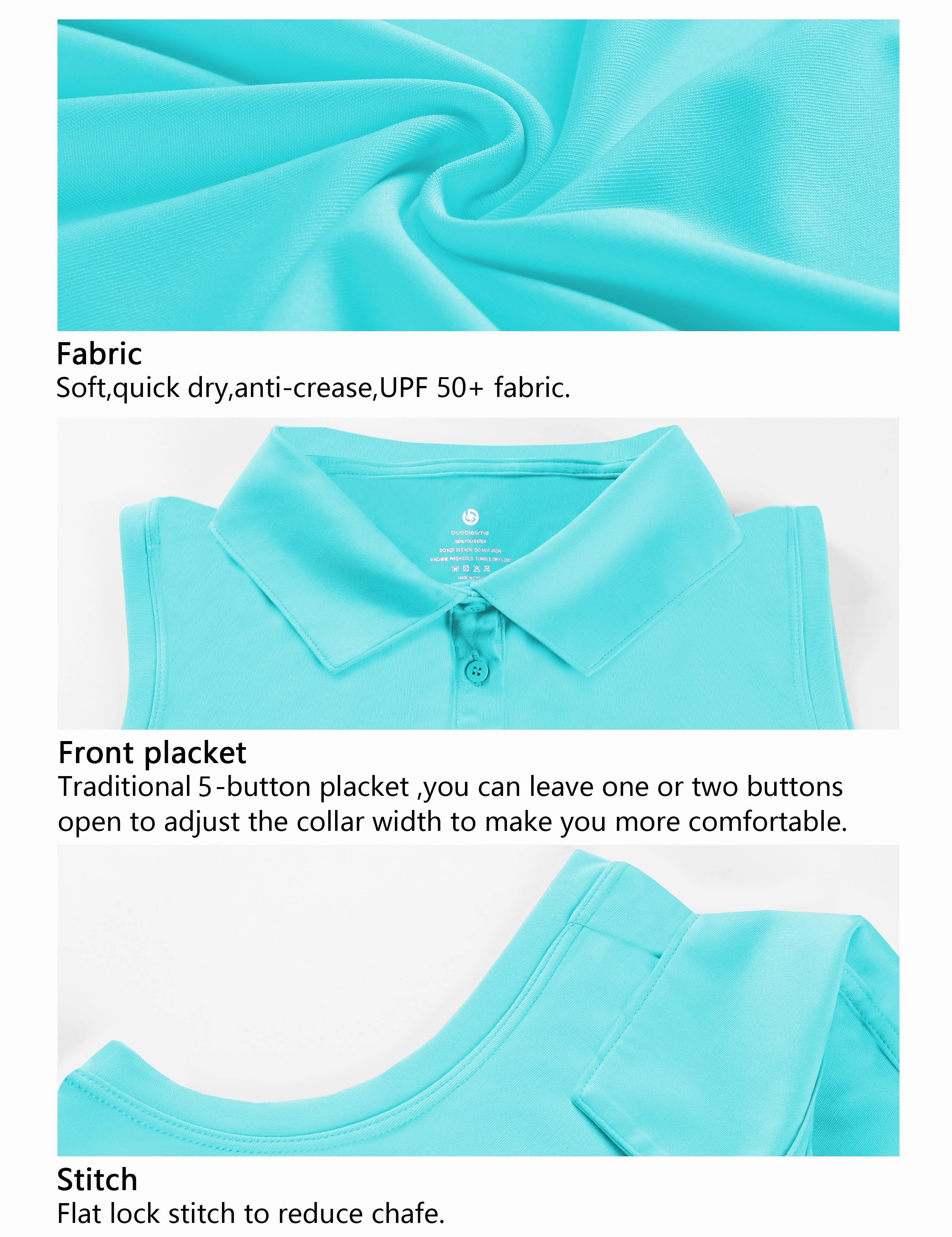 Sleeveless Slim Fit Polo Shirt blue_yogastudio