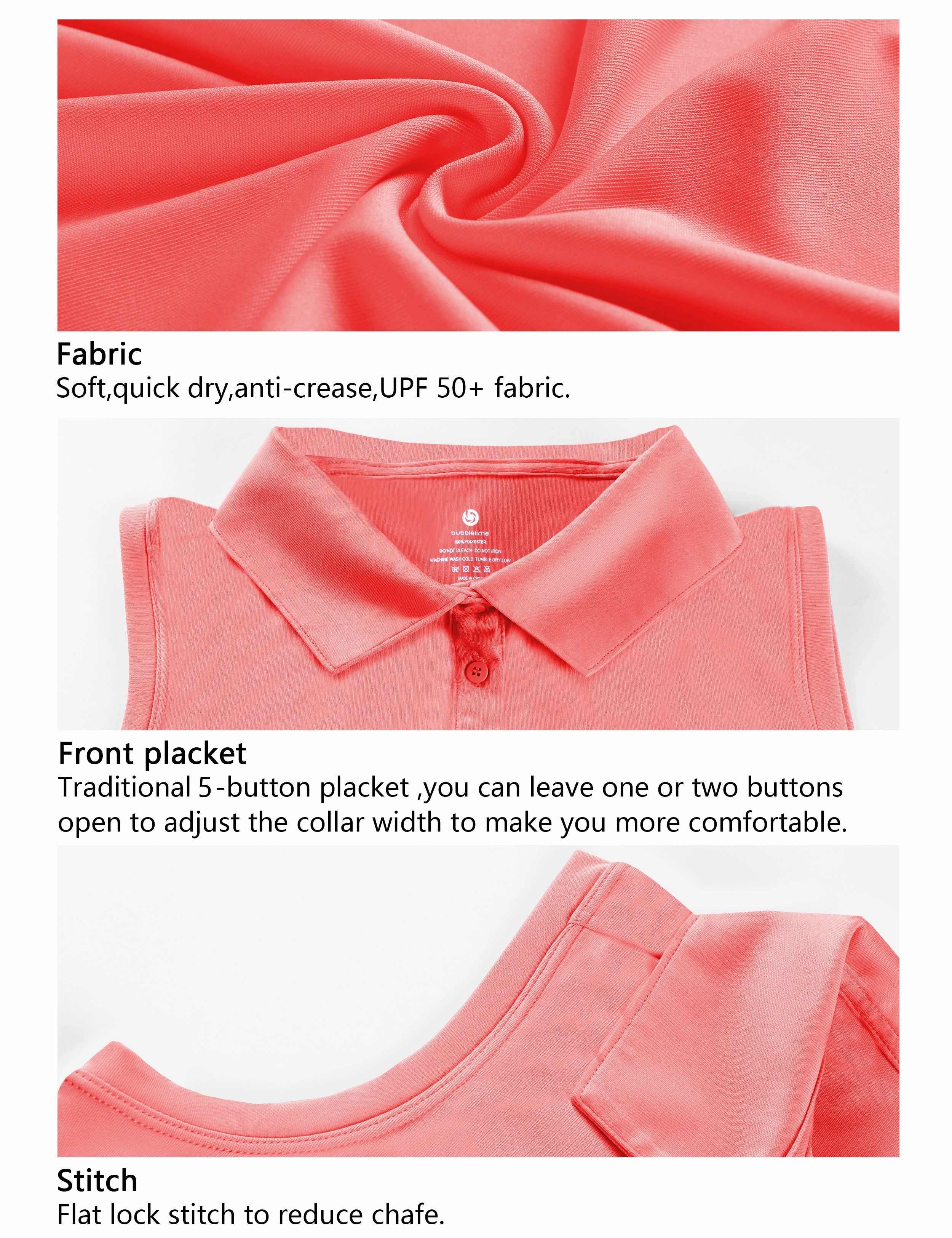 Sleeveless Slim Fit Polo Shirt coral_Jogging