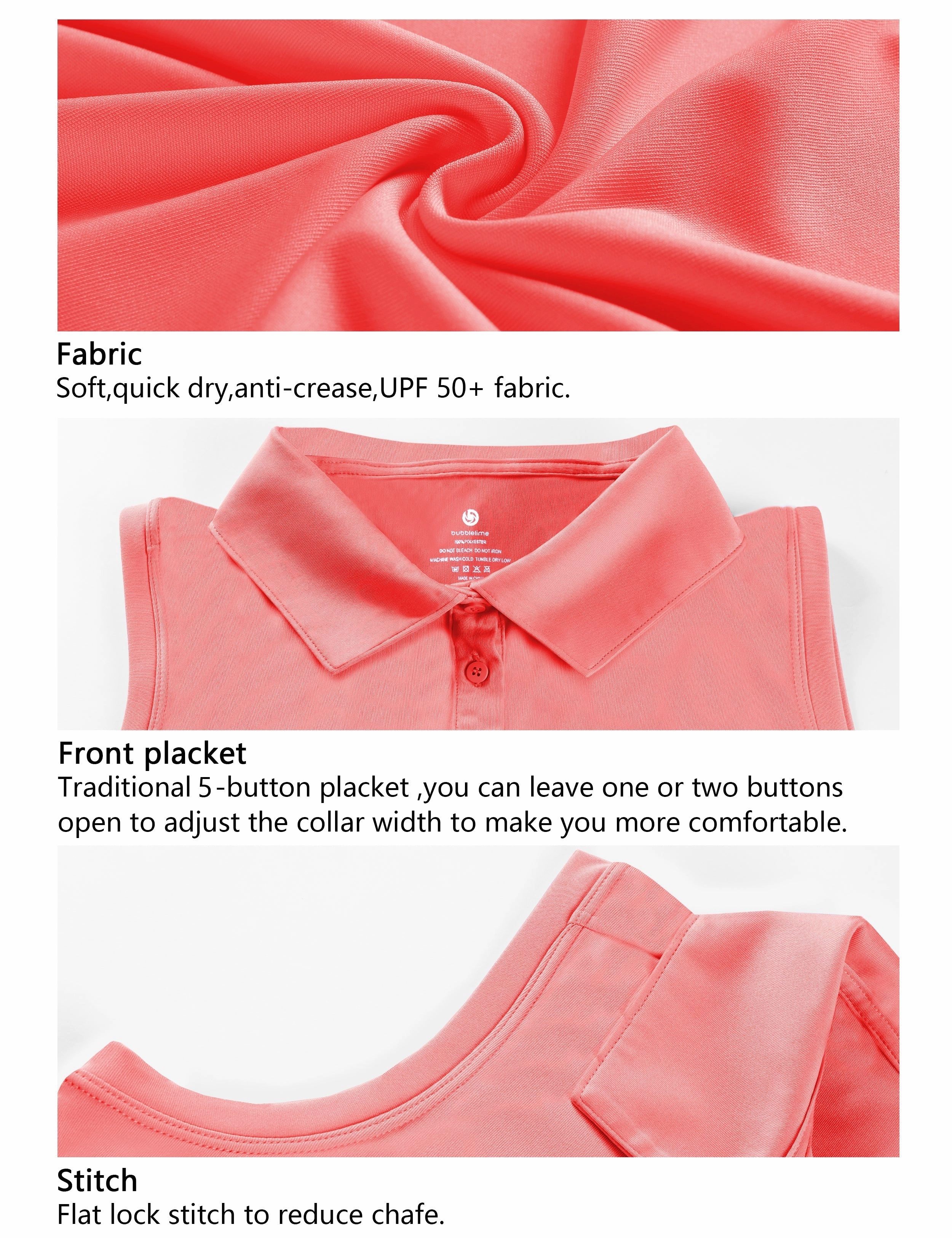 Sleeveless Slim Fit Polo Shirt coral_Tall Size