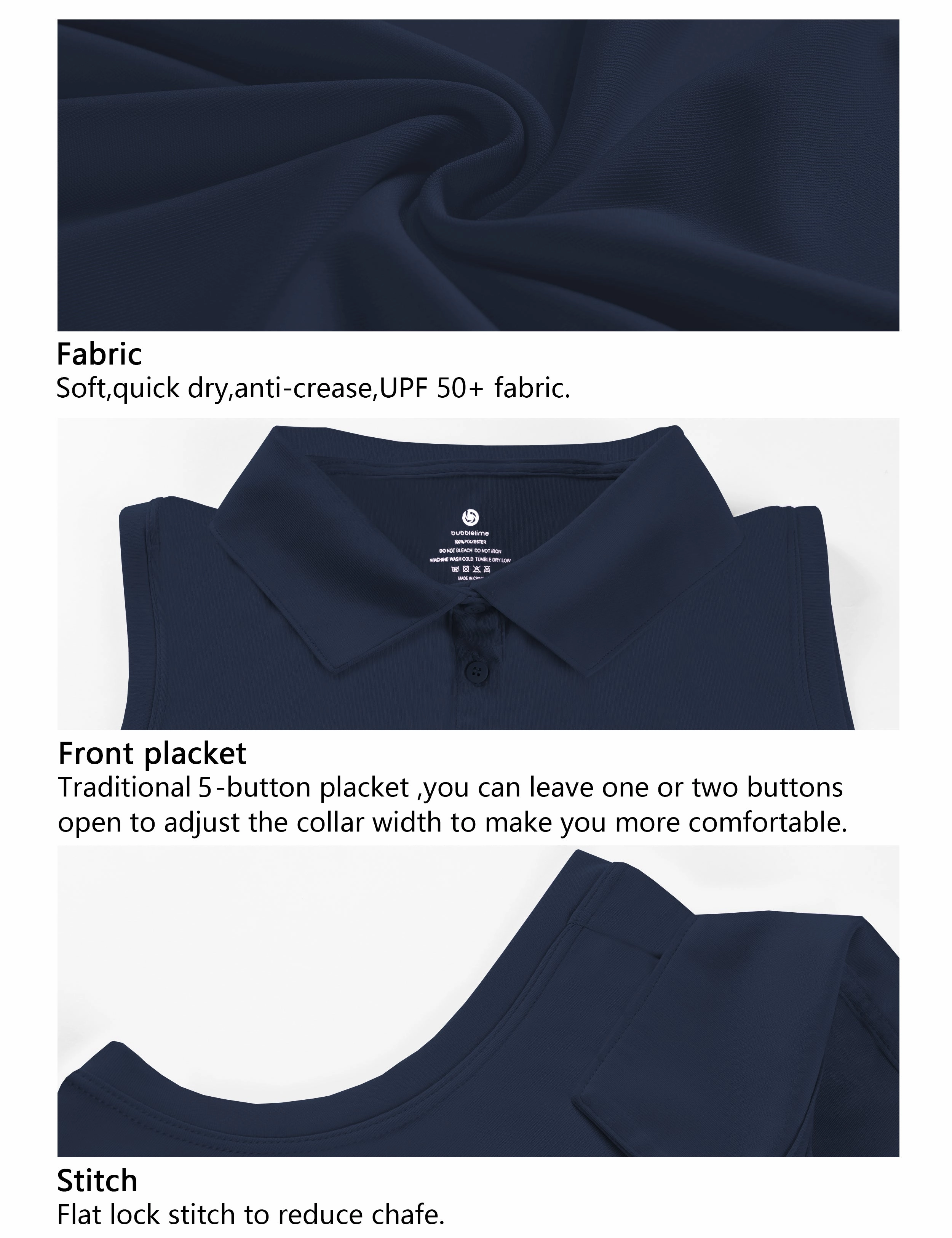 Sleeveless Slim Fit Polo Shirt darknavy_Gym