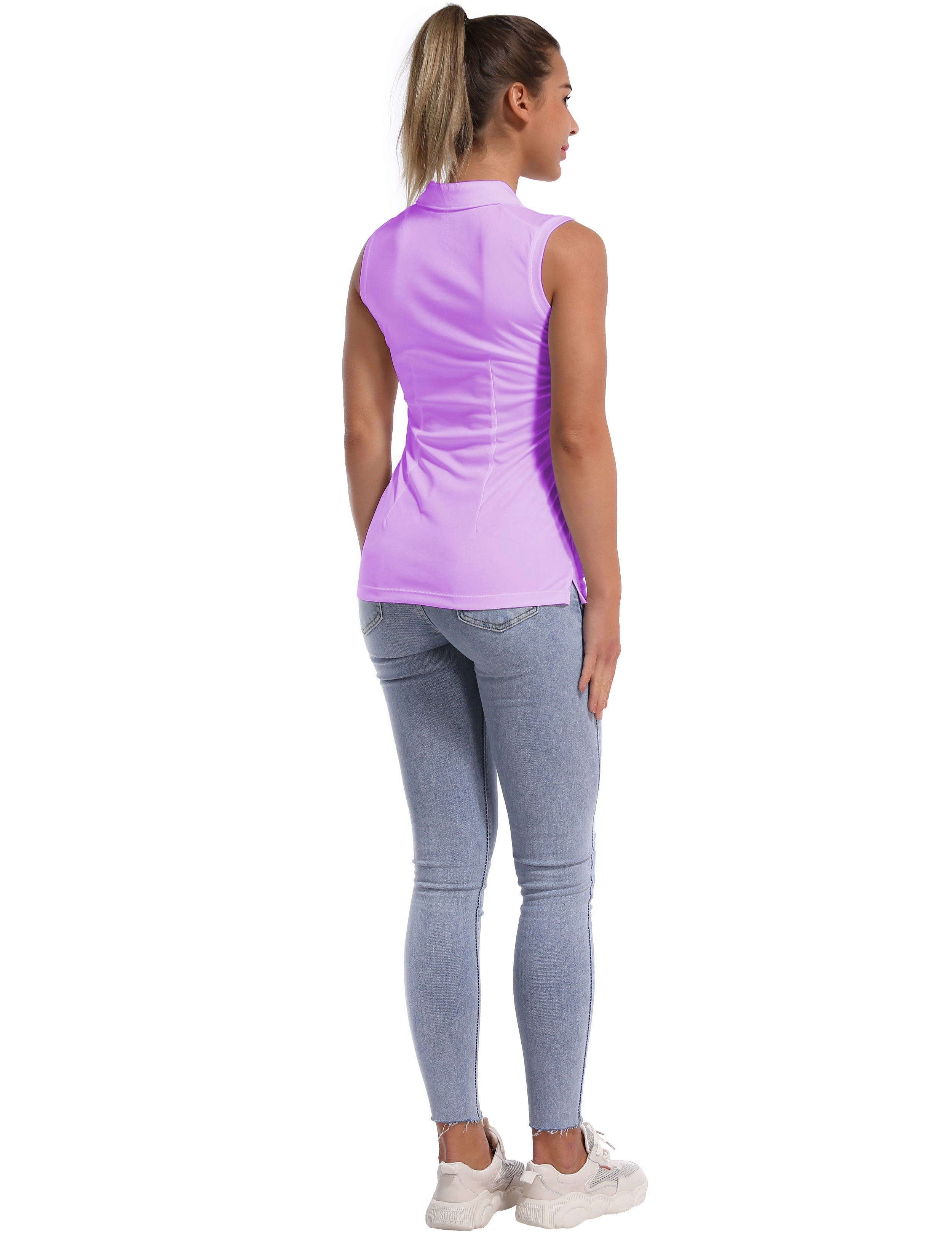 Sleeveless Slim Fit Polo Shirt purple_Jogging