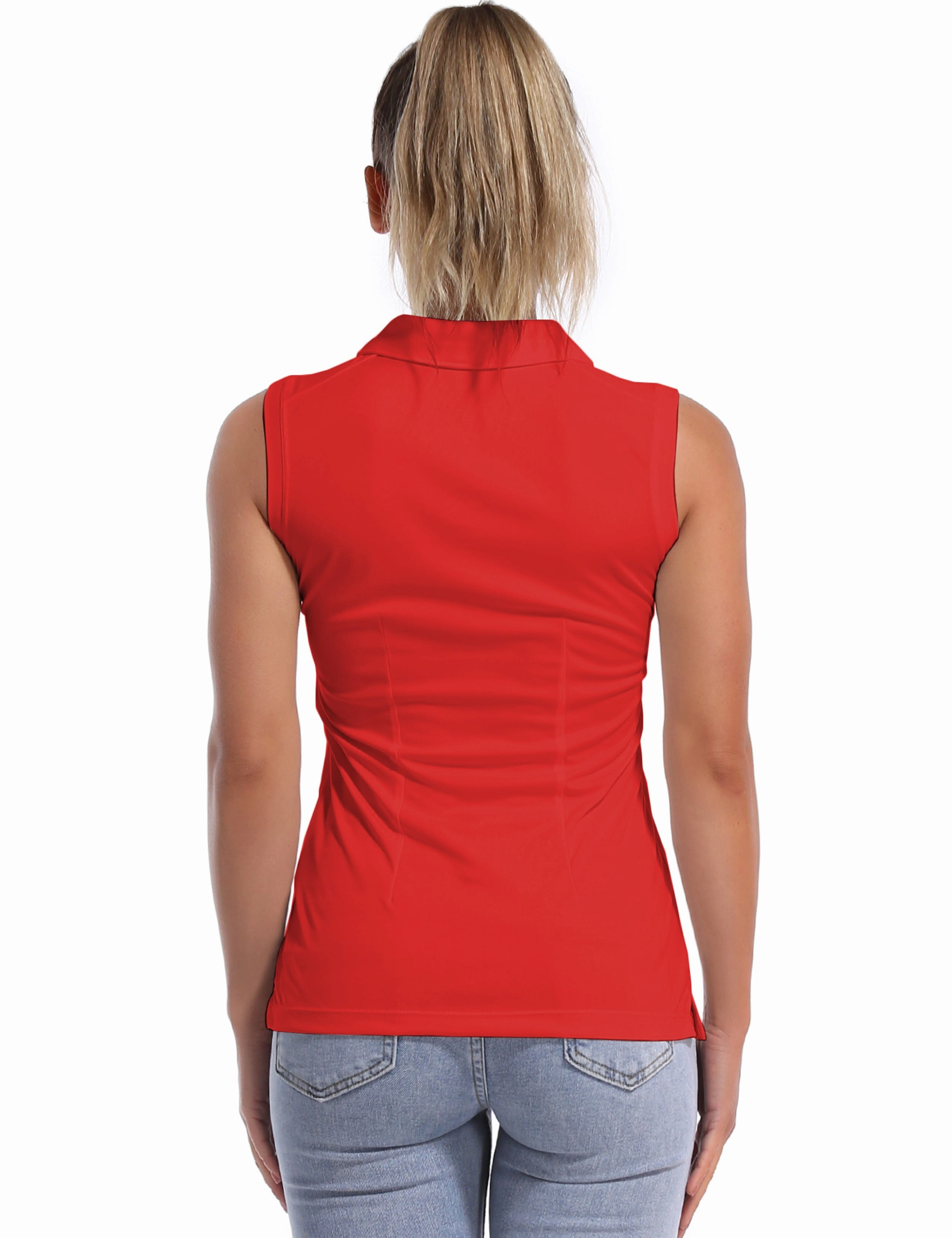 Sleeveless Slim Fit Polo Shirt red_Jogging