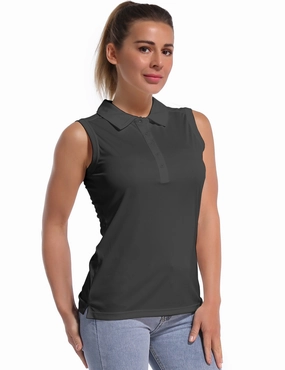 Sleeveless Slim Fit Polo Shirt shadowcharcoal_Pilates