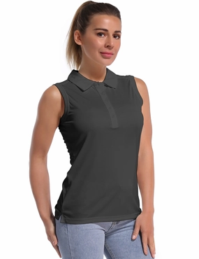 Sleeveless Slim Fit Polo Shirt shadowcharcoal_yoga