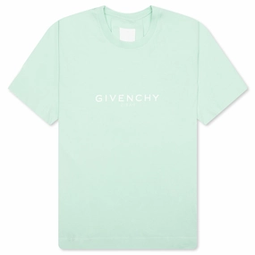 Slim Fit Reverse Print T-Shirt - Aqua Green
