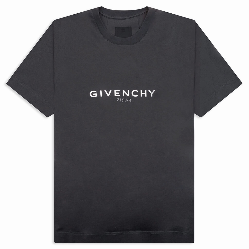 Slim Fit Reverse Print T-Shirt - Charcoal
