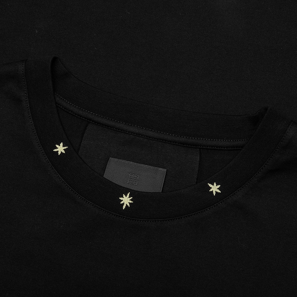 Star Print Sleeveless Big Armhole T-Shirt - Black