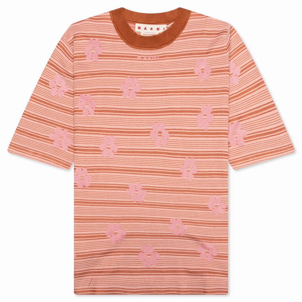 Striped Floral T-Shirt - Pink Gummy