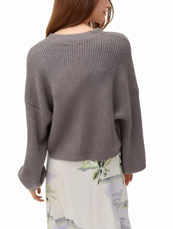 TMD Grey Piper Balloon Sleeve Cardigan
