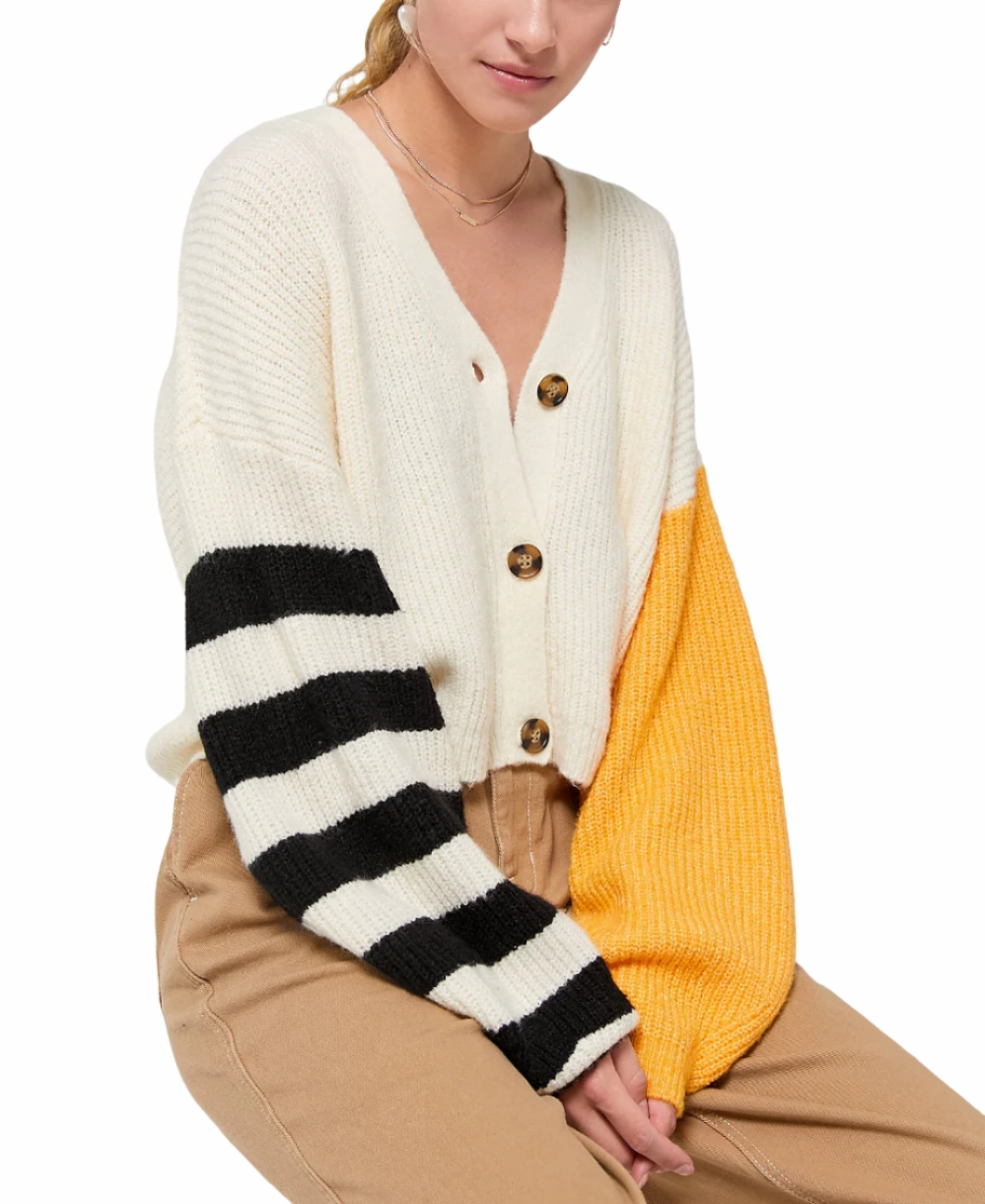 TMD Ivory/Gold Piper Balloon Sleeve Cardigan