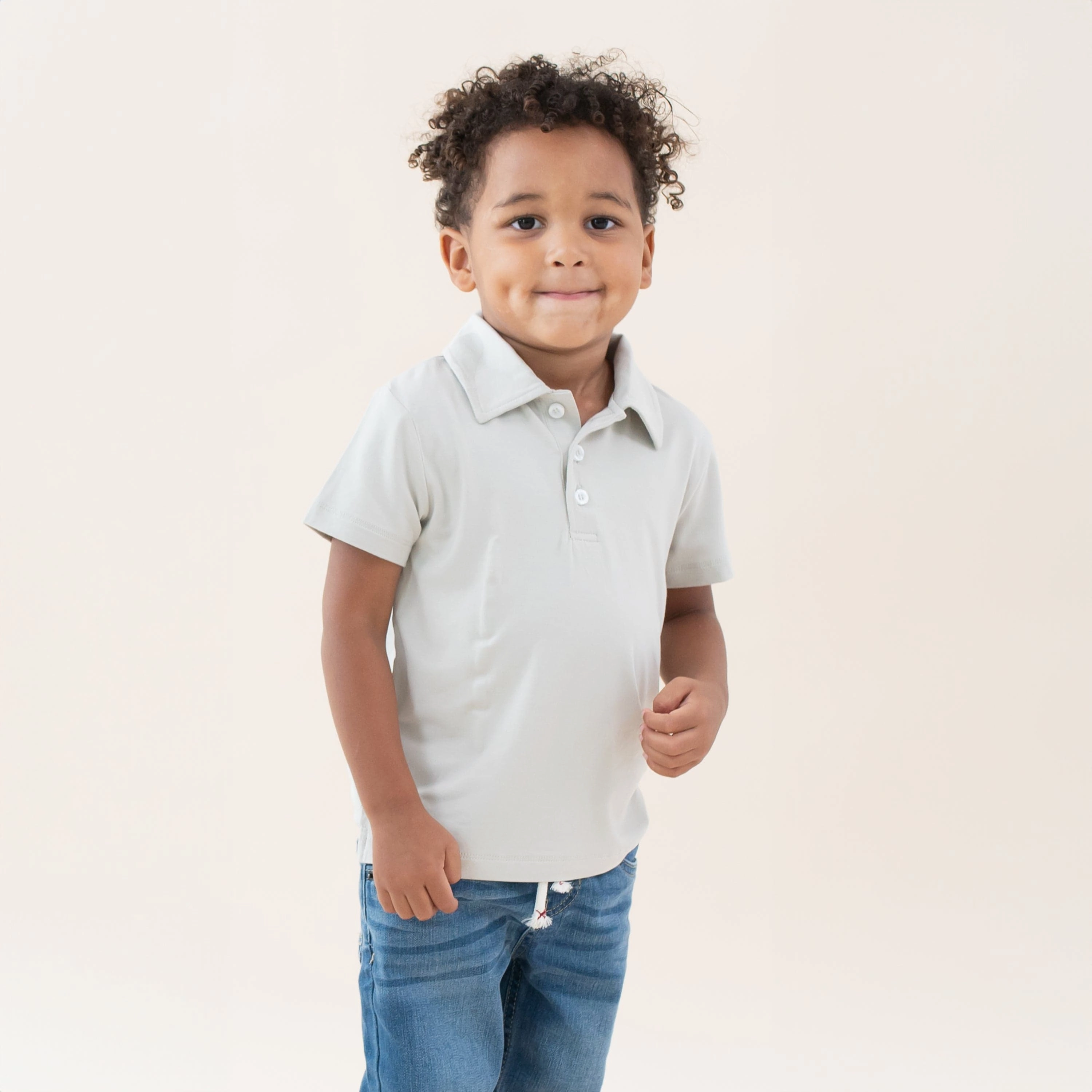 Toddler Short Sleeve Polo in Oat