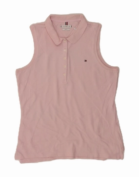 TOMMY HILFIGER Womens Slim Fit Sleeveless Polo Shirt UK 18 XL Pink