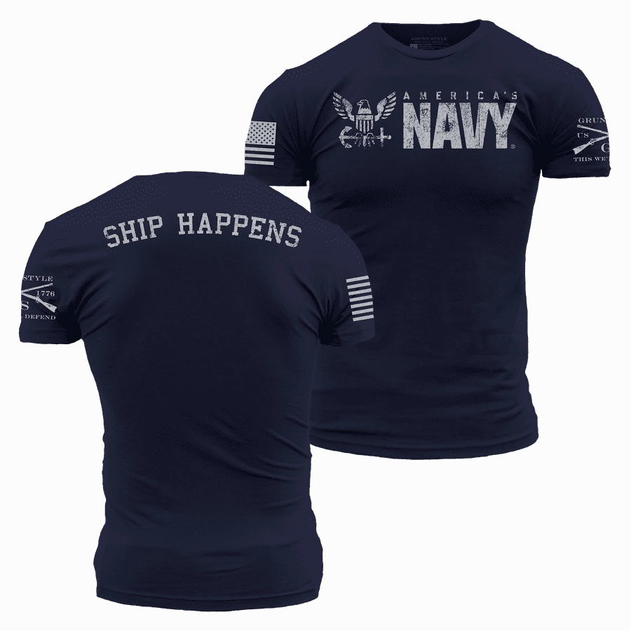 USN - Ship Happens 2.0 T-Shirt - Navy