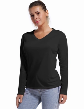 V Neck Long Sleeve Athletic Shirts black_Golf