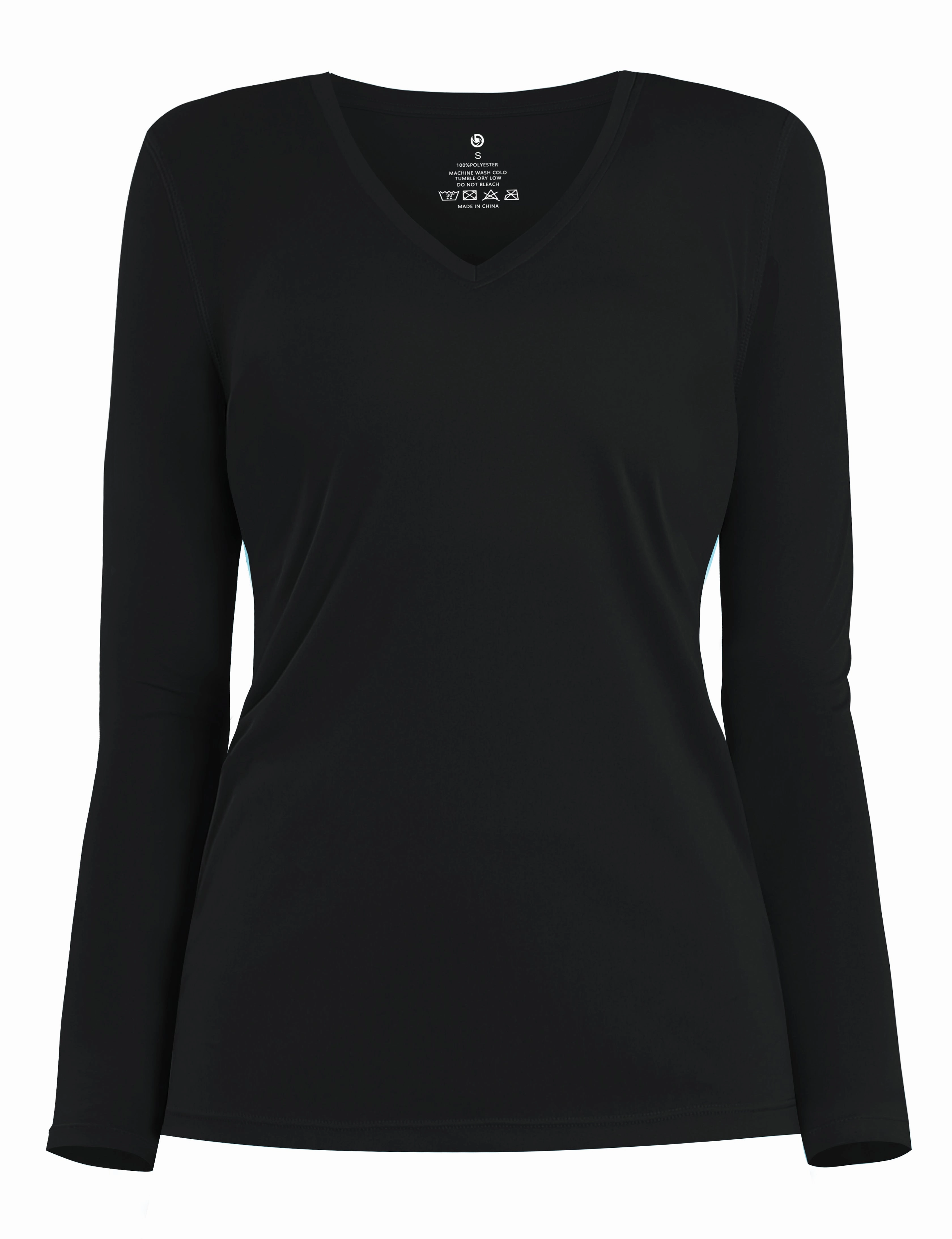 V Neck Long Sleeve Athletic Shirts black_Tall Size