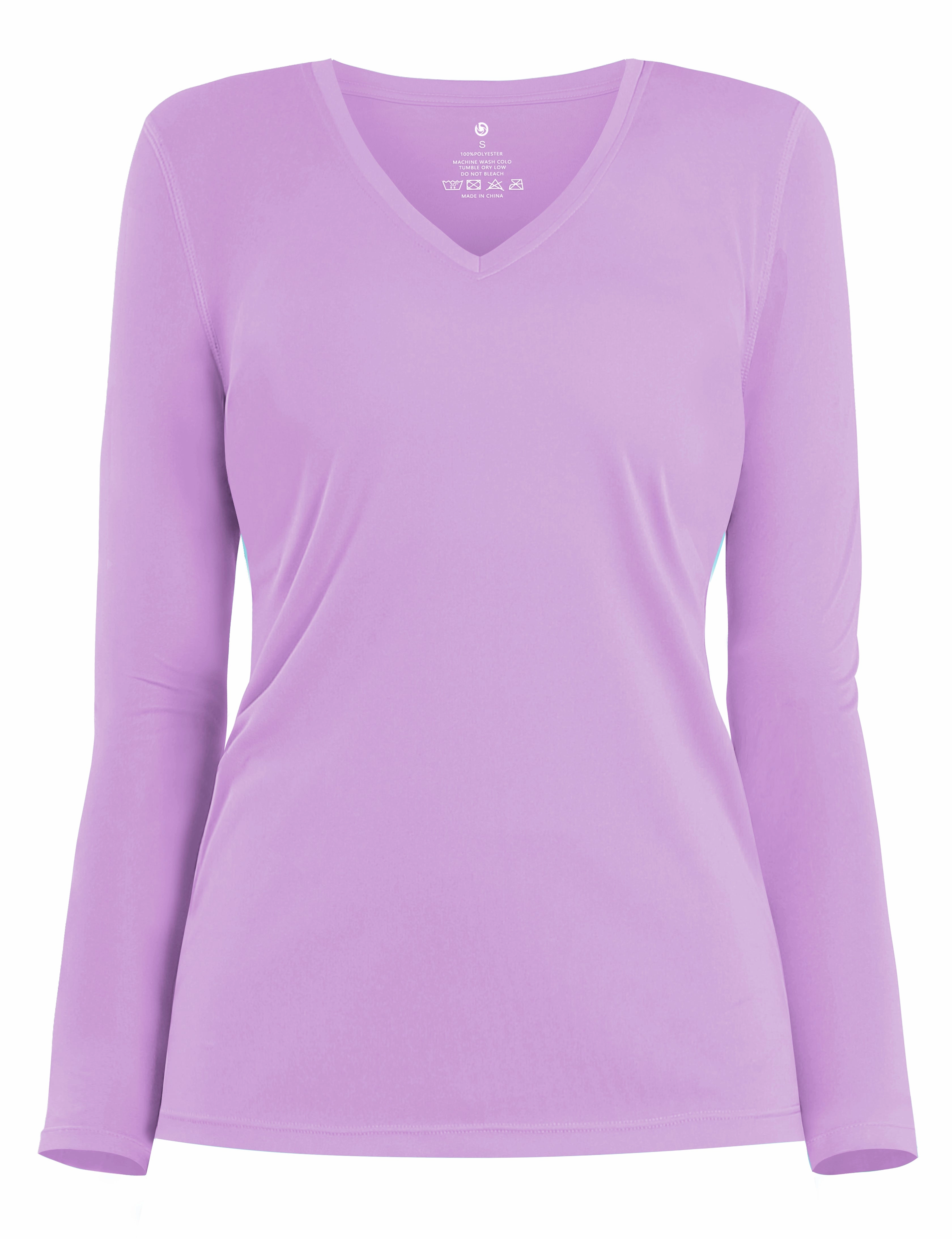 V Neck Long Sleeve Athletic Shirts purple_Plus Size