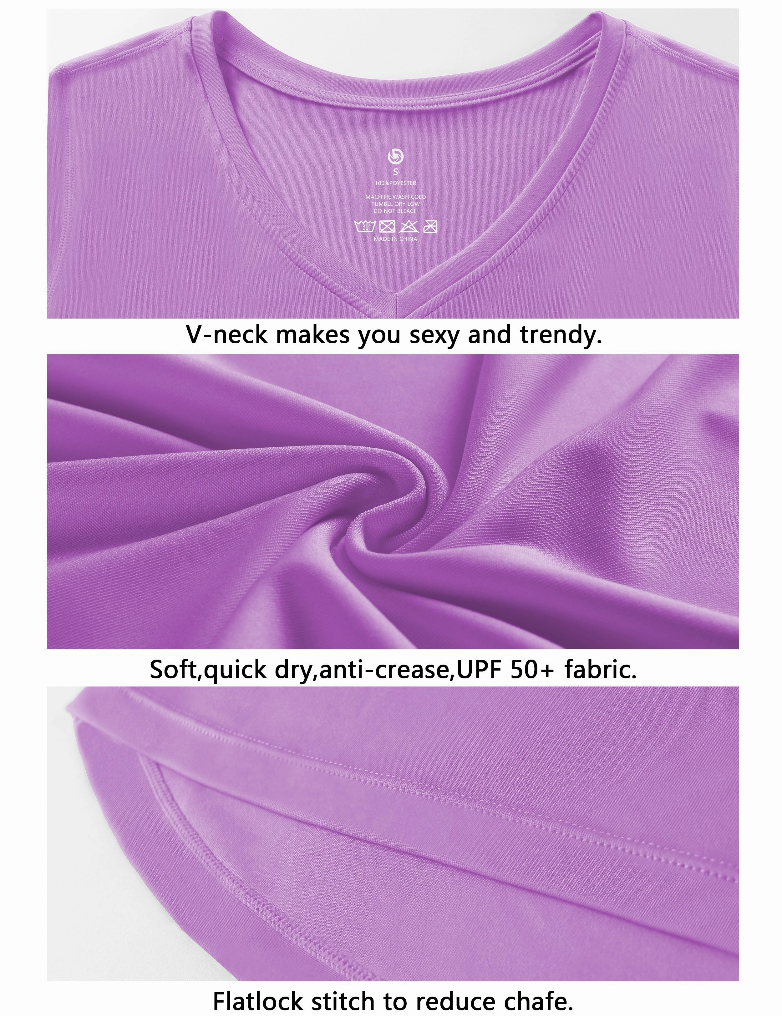 V Neck Long Sleeve Athletic Shirts purple_Plus Size