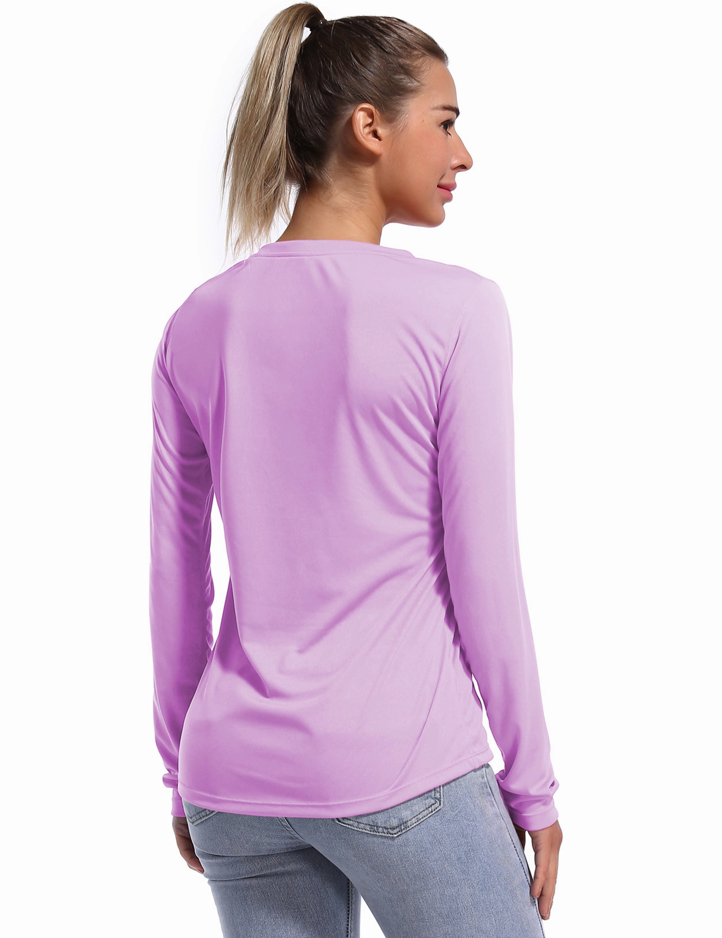 V Neck Long Sleeve Athletic Shirts purple_Plus Size