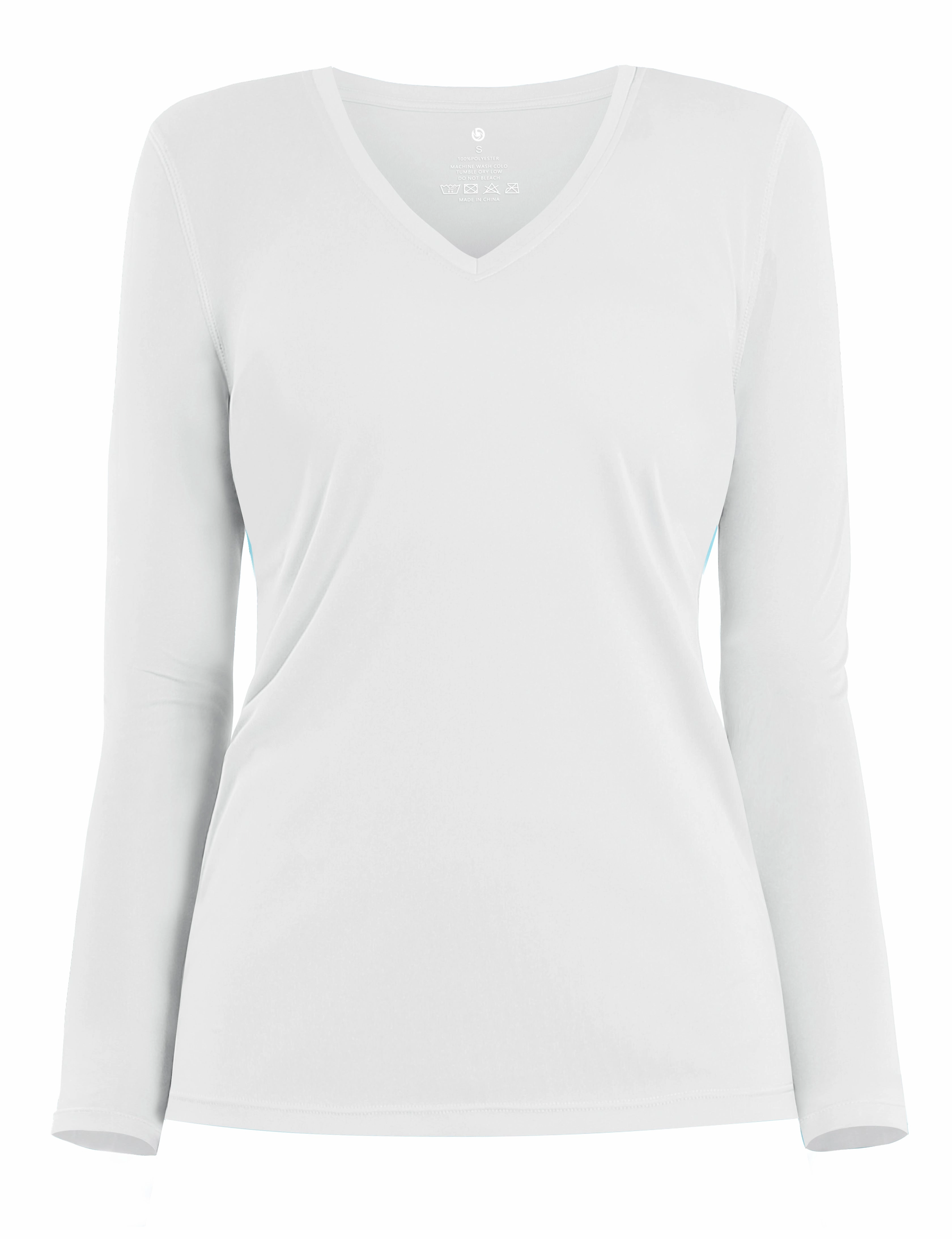 V Neck Long Sleeve Athletic Shirts white_Tall Size