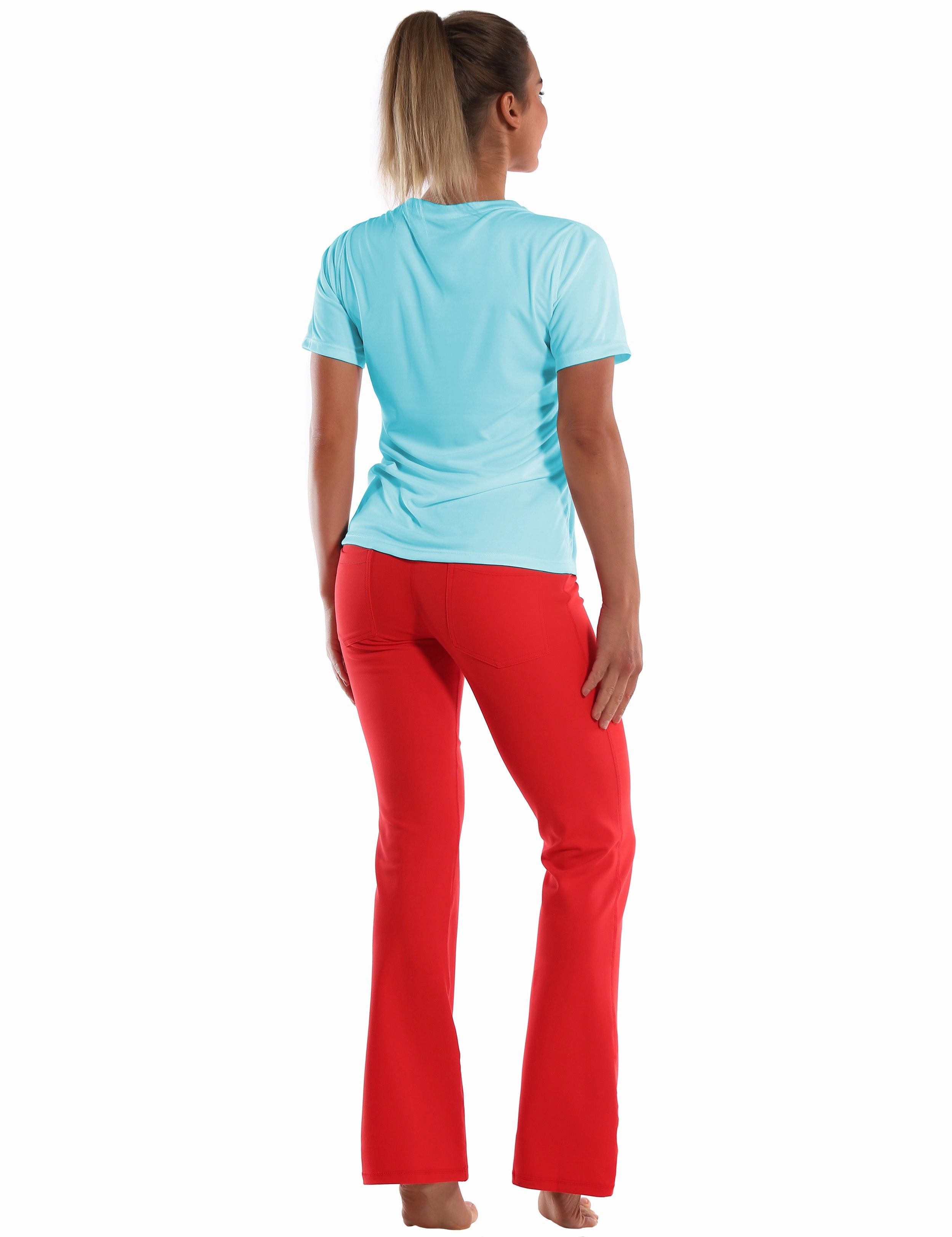 V-Neck Short Sleeve Athletic Shirts blue_Plus Size
