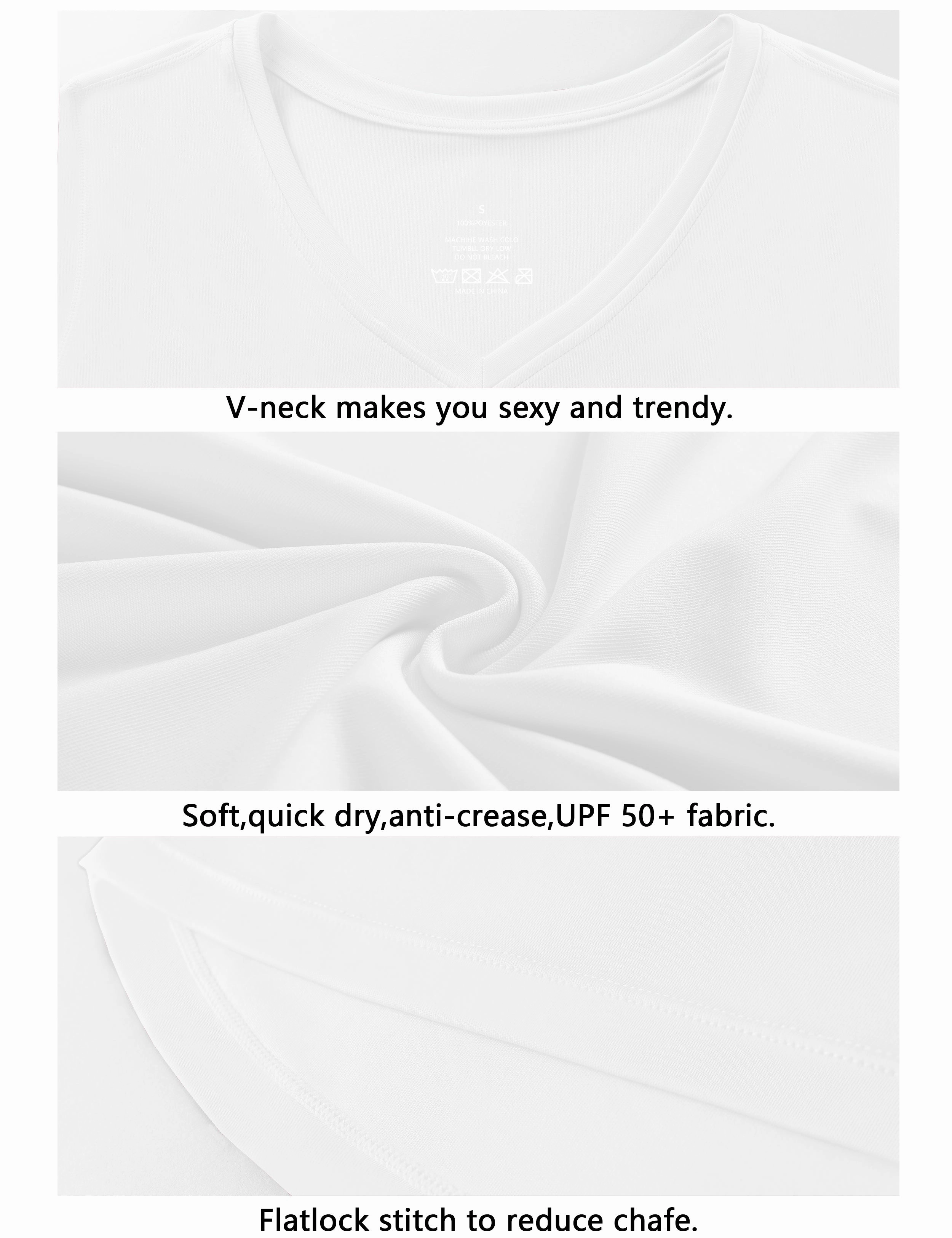 V-Neck Short Sleeve Athletic Shirts white_Gym