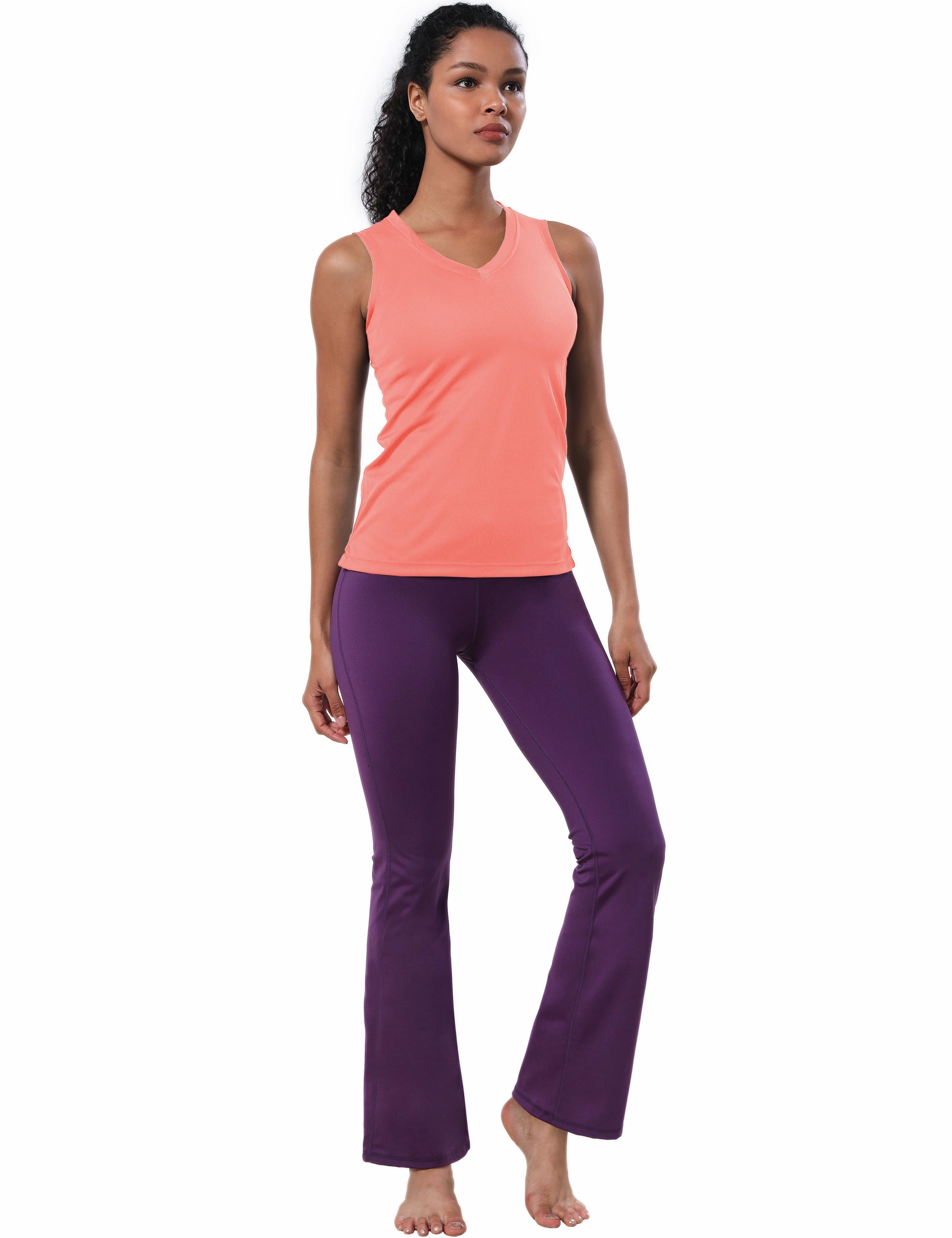 V Neck Sleeveless Athletic Shirts coral_Running