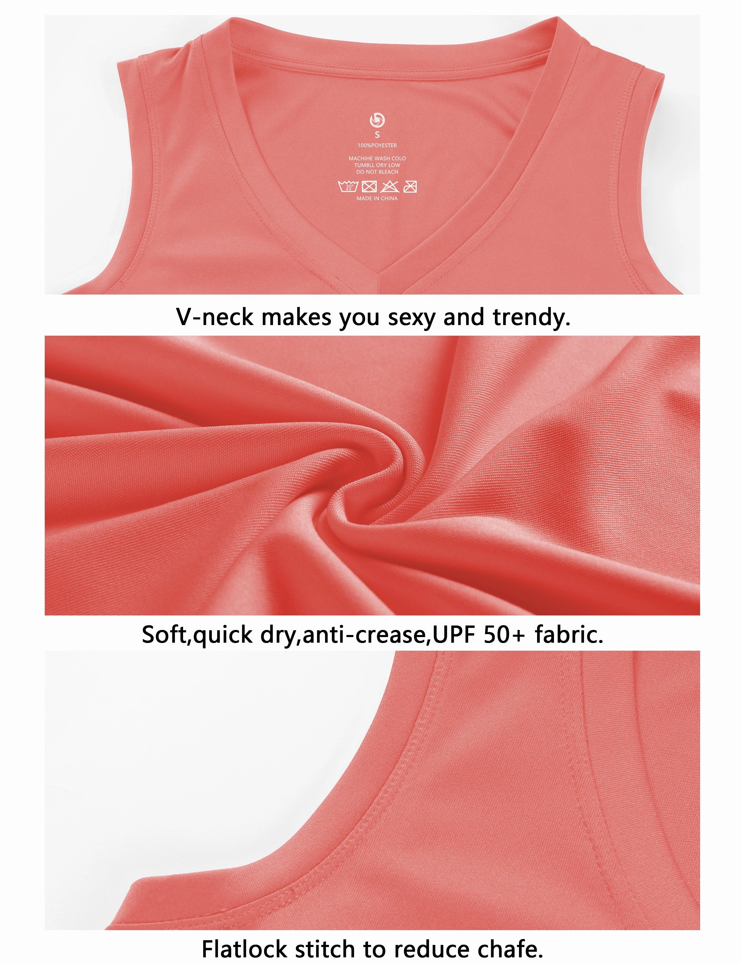 V Neck Sleeveless Athletic Shirts coral_yoga