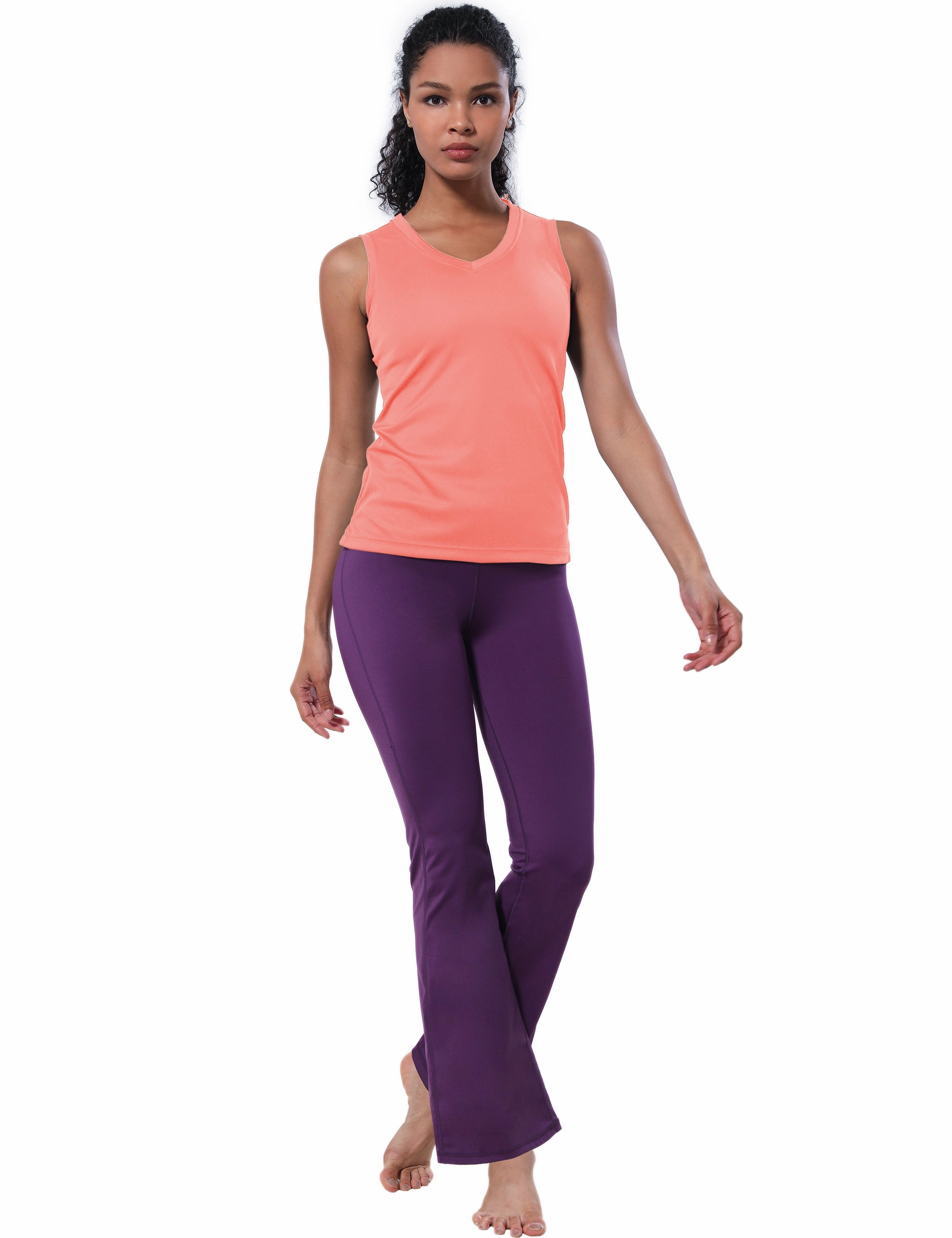 V Neck Sleeveless Athletic Shirts coral_yoga