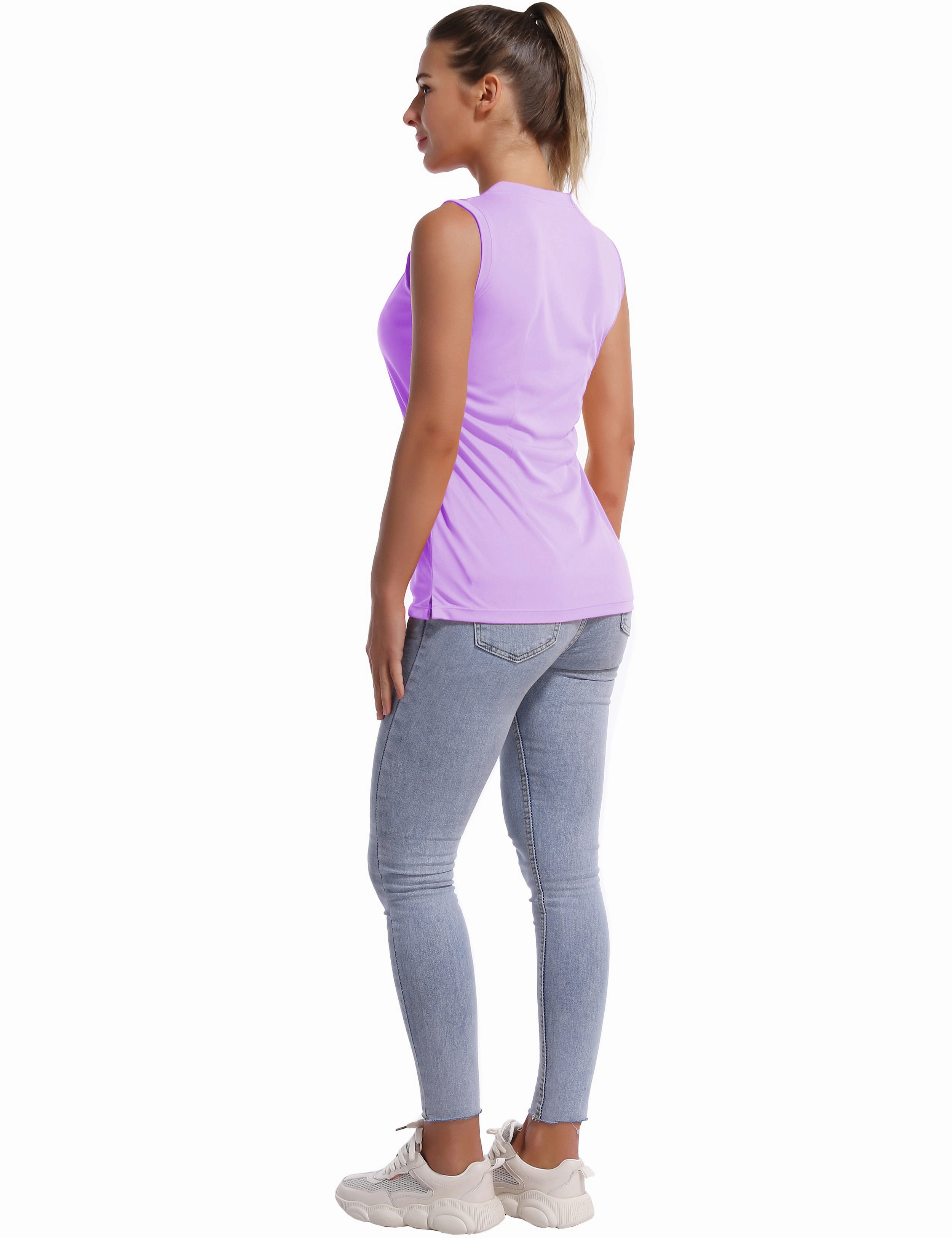 V Neck Sleeveless Athletic Shirts purple