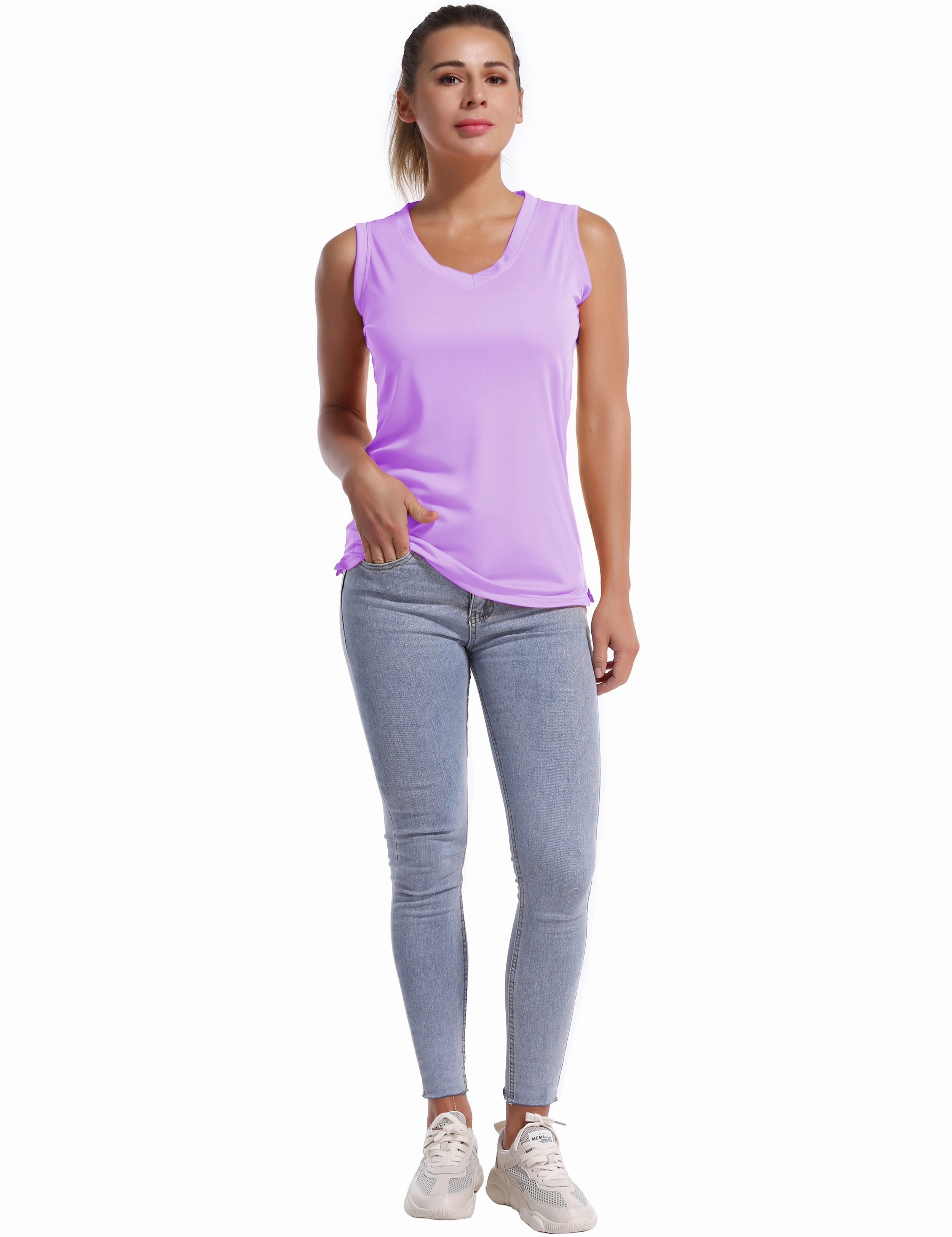 V Neck Sleeveless Athletic Shirts purple_Golf