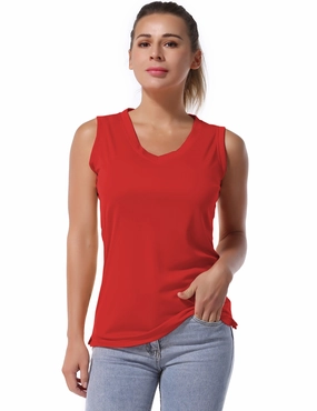 V Neck Sleeveless Athletic Shirts red_Biking