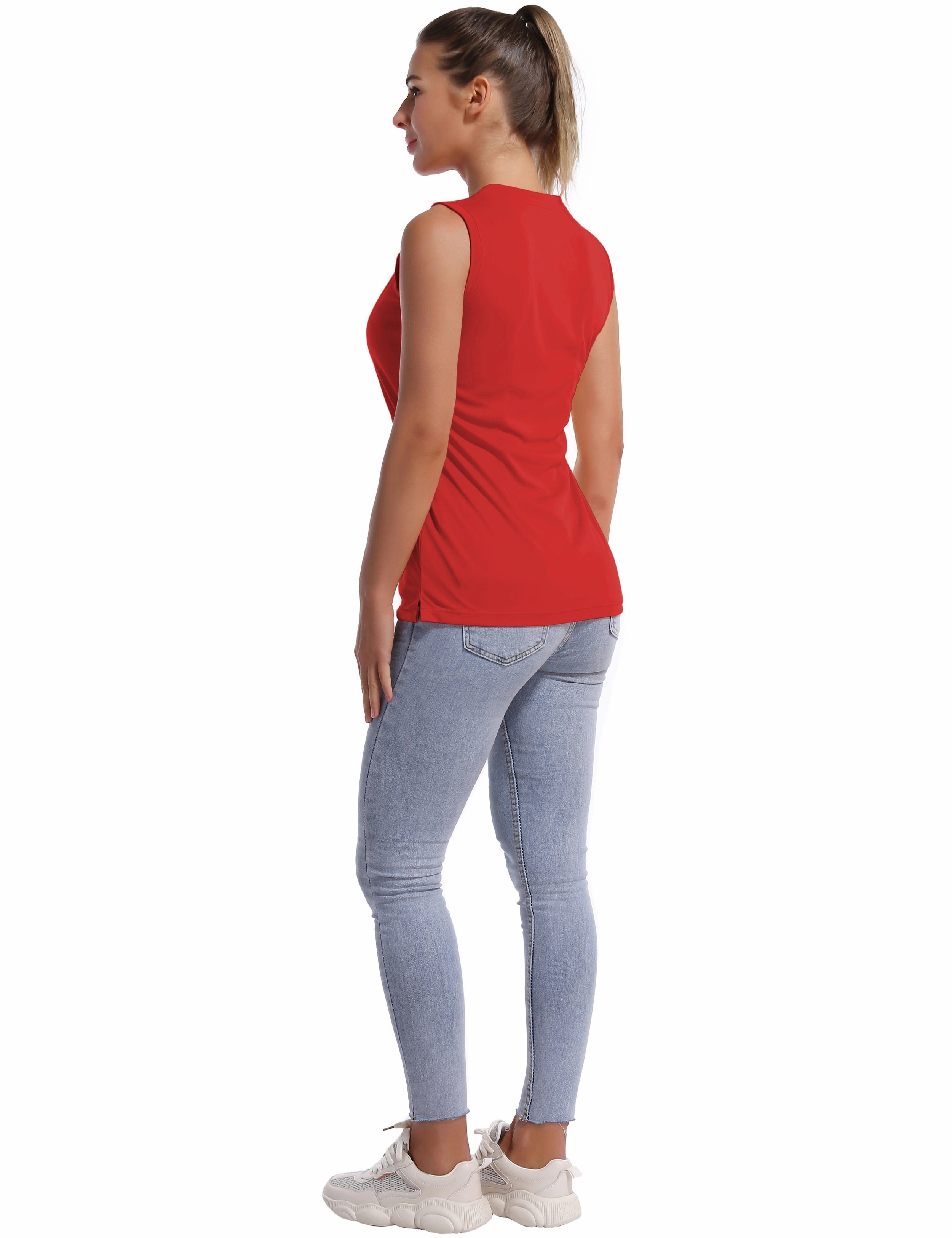 V Neck Sleeveless Athletic Shirts red_Pilates