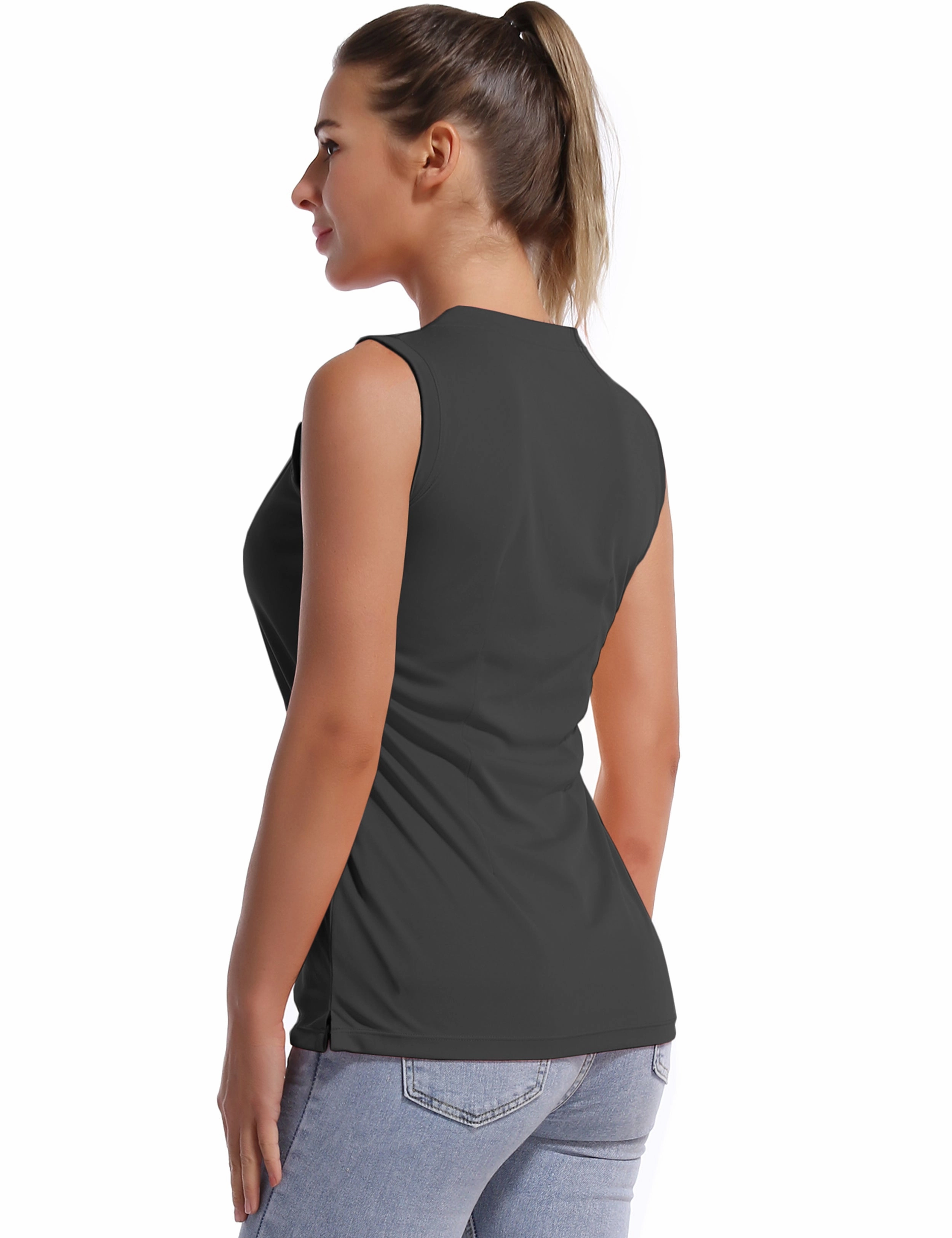 V Neck Sleeveless Athletic Shirts shadowcharcoal_Biking
