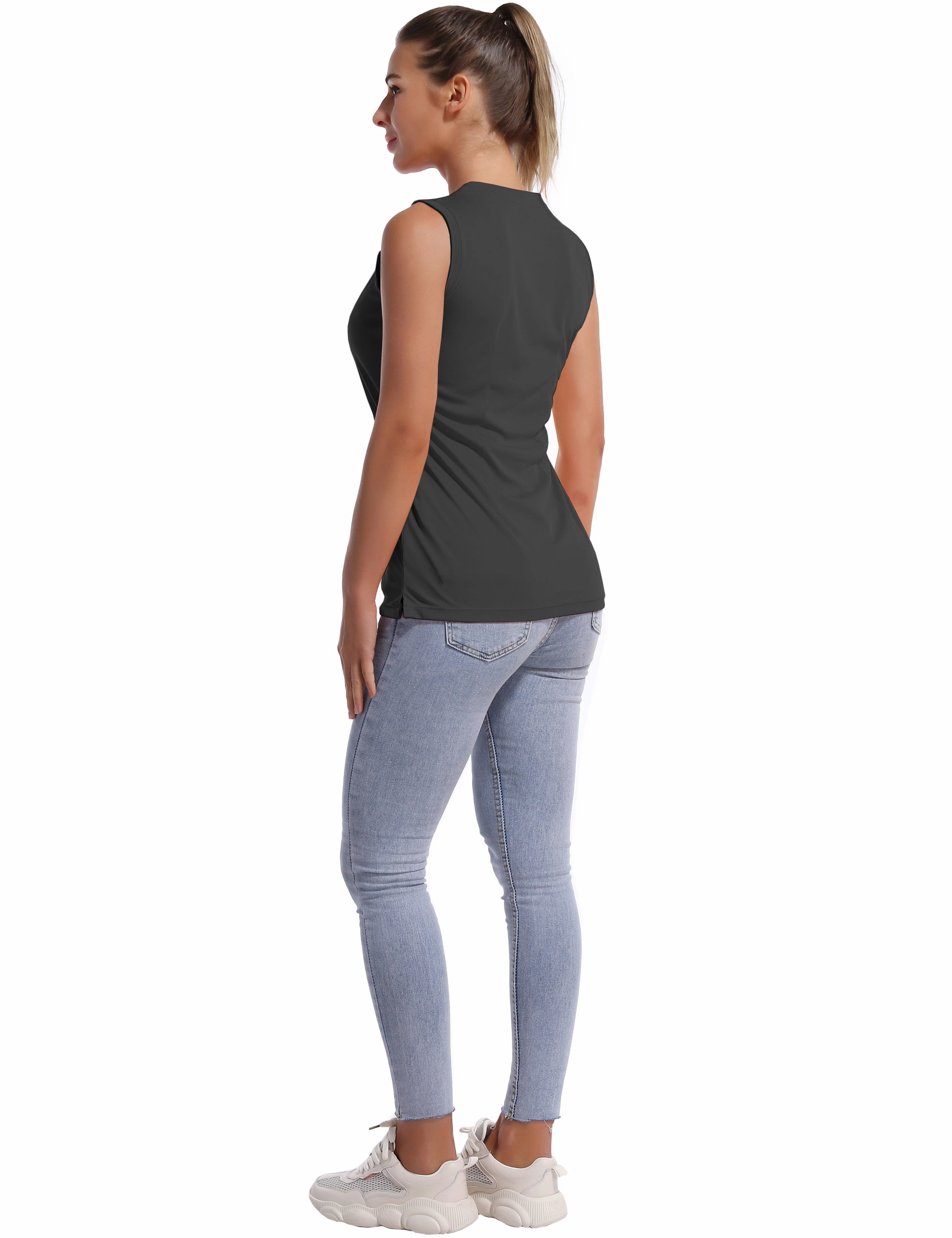 V Neck Sleeveless Athletic Shirts shadowcharcoal_Pilates