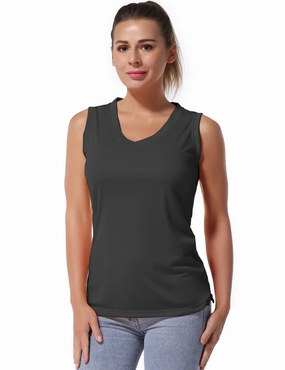 V Neck Sleeveless Athletic Shirts shadowcharcoal_Pilates