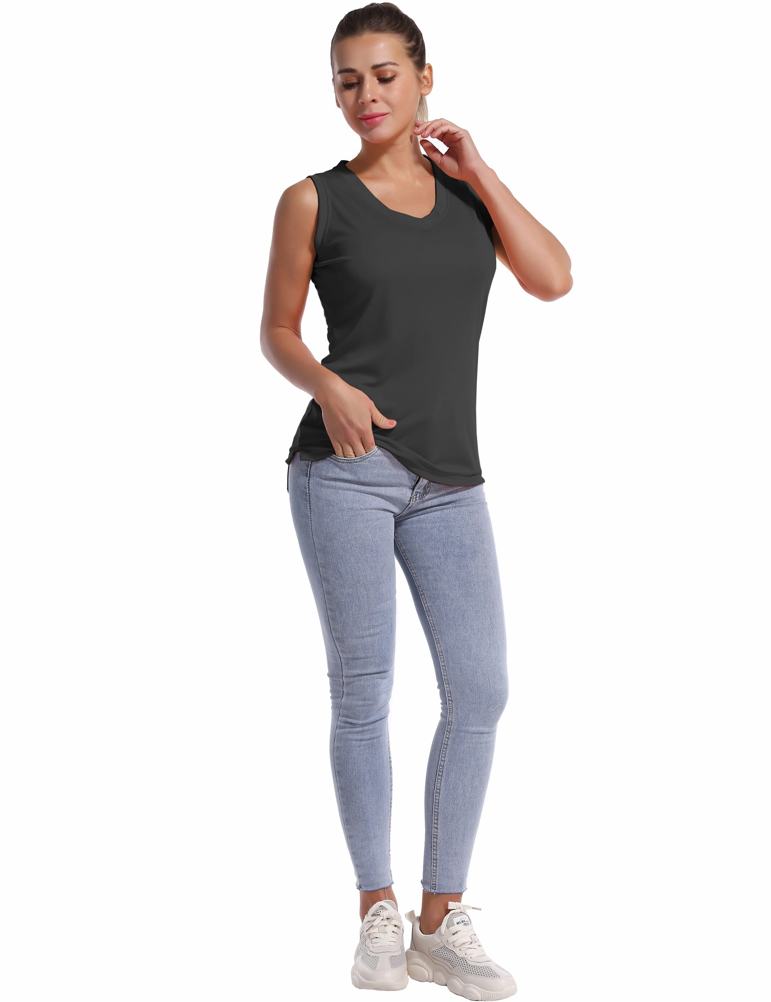 V Neck Sleeveless Athletic Shirts shadowcharcoal_Tall Size