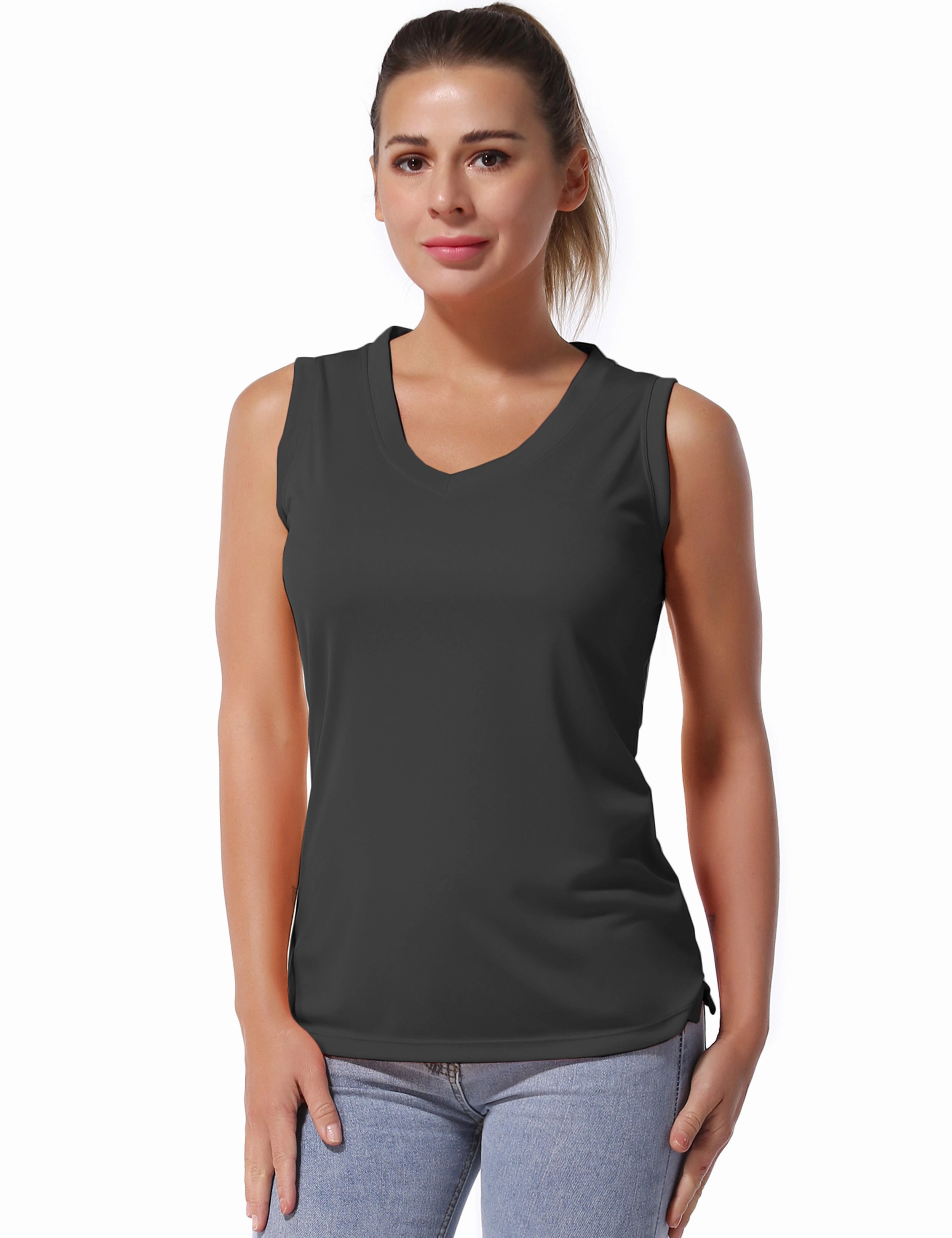 V Neck Sleeveless Athletic Shirts shadowcharcoal_Tall Size