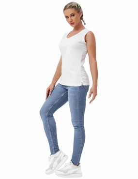 V Neck Sleeveless Athletic Shirts white_Pilates