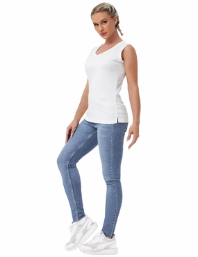 V Neck Sleeveless Athletic Shirts white_Plus Size