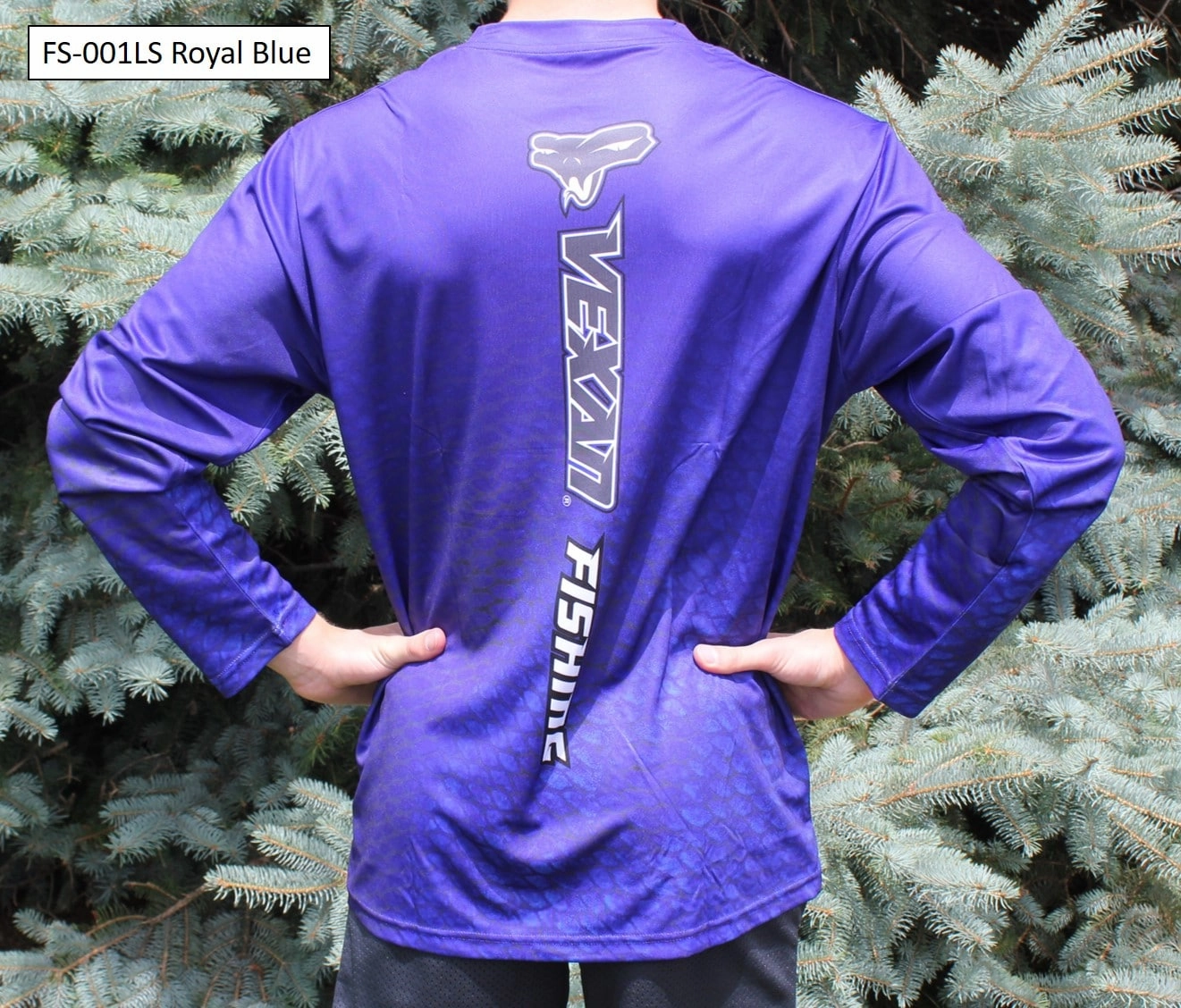 Vexan Fishing Long Sleeve T-Shirt Royal Blue Scales Pattern