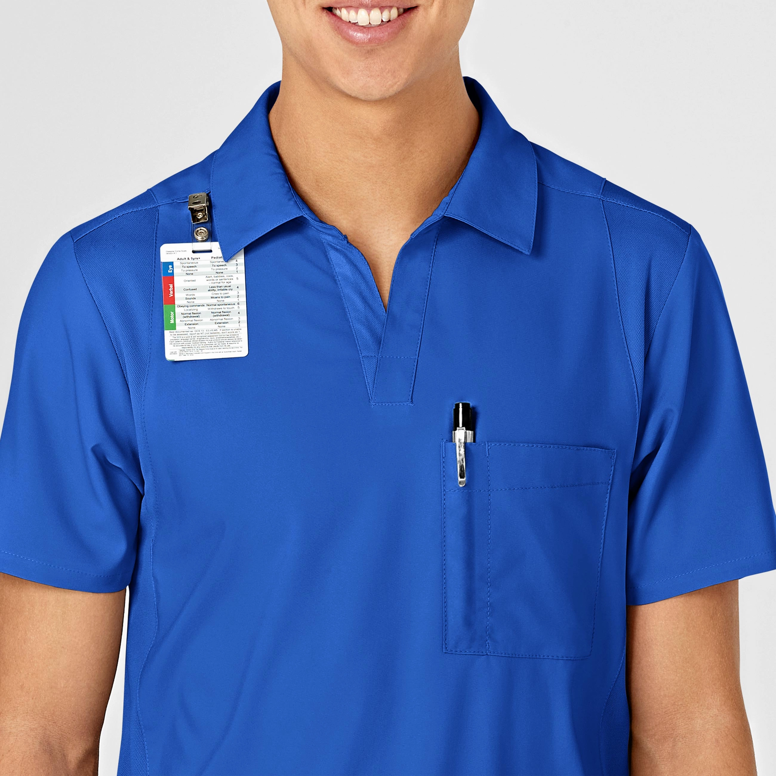W123 Men's Collar Scrub Top - Royal