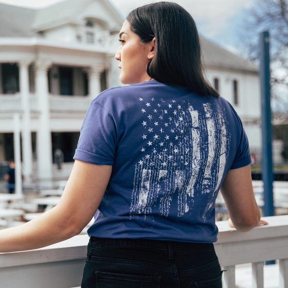 Women's 1776 Flag Boyfriend Fit T-Shirt - Future Dusk