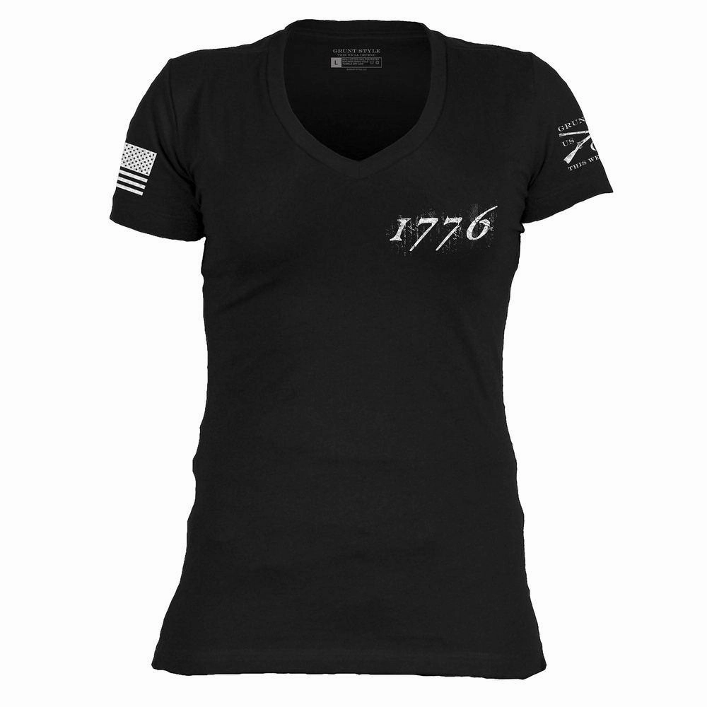 Women's 1776 Flag V-Neck - Black