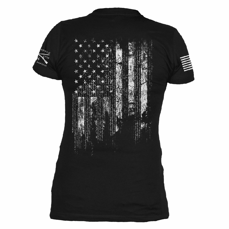 Women's 1776 Flag V-Neck - Black