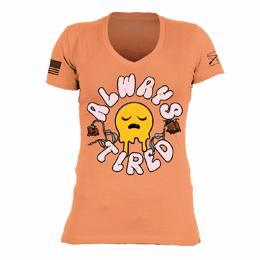 Women's Always Tired V-Neck - Apricot Crush