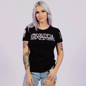 Women's Beautiful Badass Ombre T-Shirt- Black