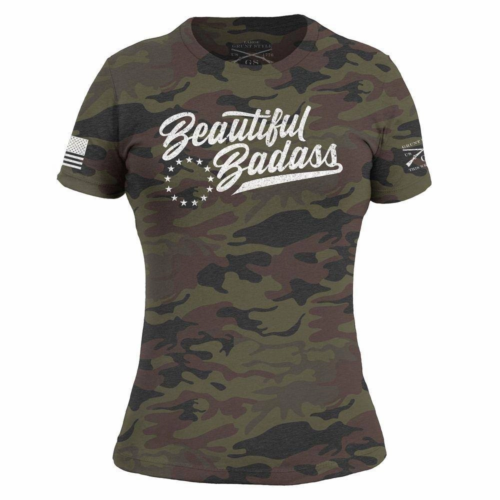 Women's Beautiful Badass T-Shirt - Woodland Camo