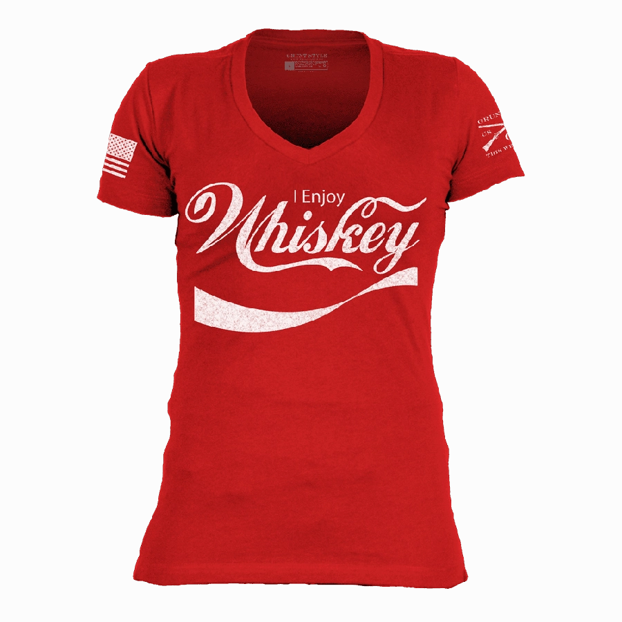 Women's Enjoy Whiskey V-Neck - Red